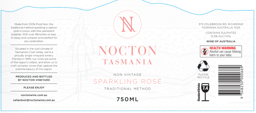 Logo for: Nocton Tasmania Non Vintage Sparkling Rose Traditional Method 