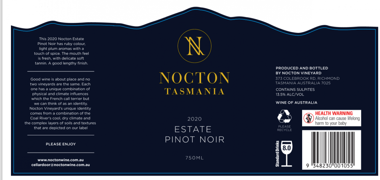 Photo for: Nocton Tasmania 2020 Estate Pinot Noir 