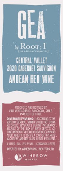 Photo for: GEA by Root:1 Central Valley 2020 Cabernet Sauvignon Andean Red Wine BiB